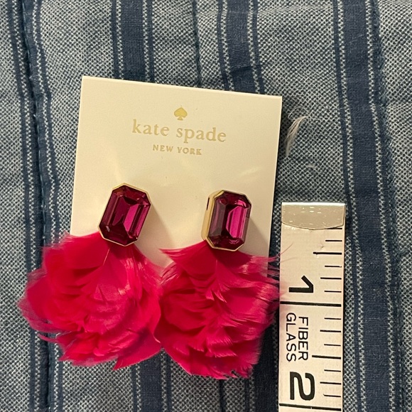 KATE SPADE pink feather earrings In Full Bloom jewel set gold pierced PINKMULTI - Picture 7 of 7